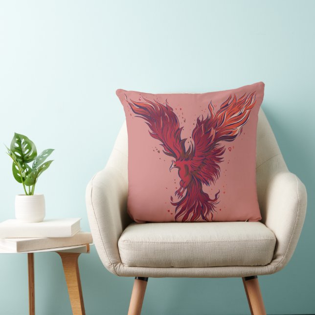 Flygande röd Fenix-fågel-grafik Kudde (Stol)