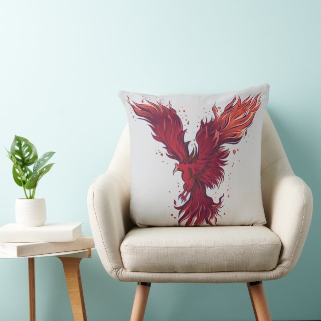 Flygande röd Fenix-fågel-grafik Kudde (Stol)