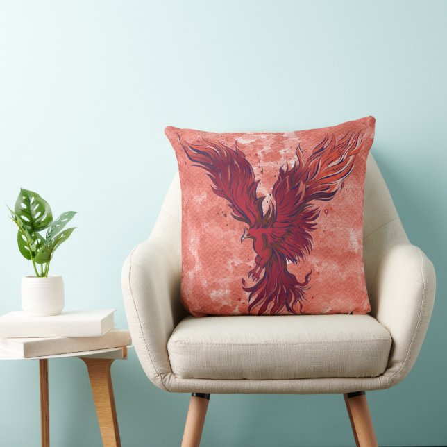 Flygande röd Fenix-fågel-grafik Kudde (Stol)