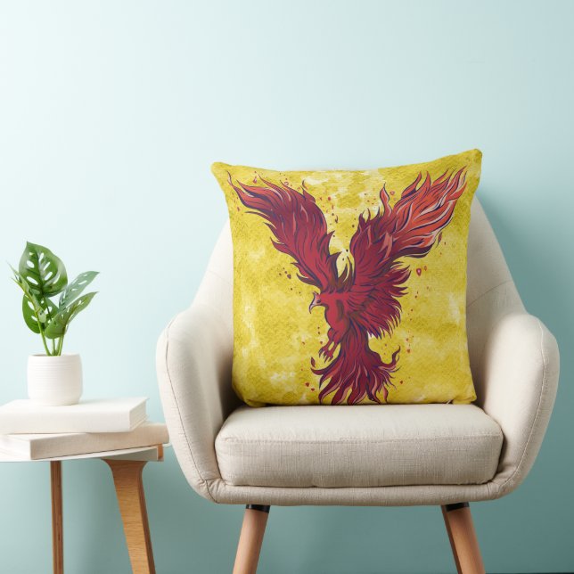 Flygande röd Fenix-fågel-grafik Kudde (Stol)