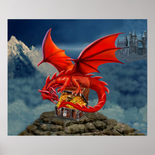 Flygande röda drakons testrutchest poster