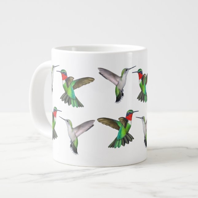 Flygande ruby Throby Thromade Hummingbird Mugg Jumbo Mugg (Framsida vänster)