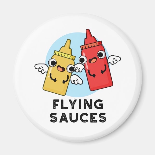 Flygande såser Funny Food Pun Magnet (Framsidan)