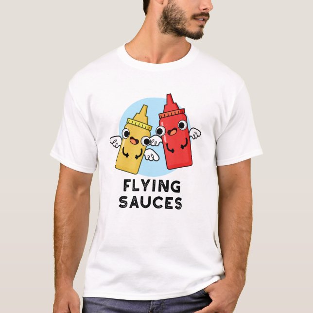Flygande såser Funny Food Pun T Shirt (Framsida)