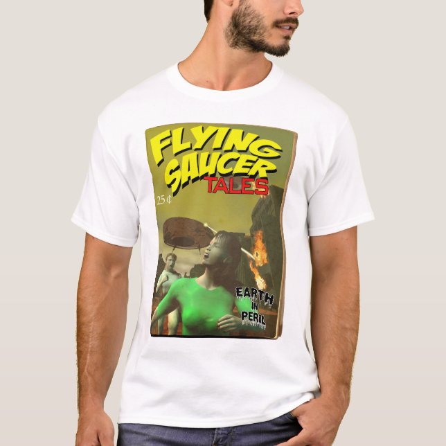 Flygande Saucer Tales Fake Pulp Cover Shirt Tee Shirt (Framsida)