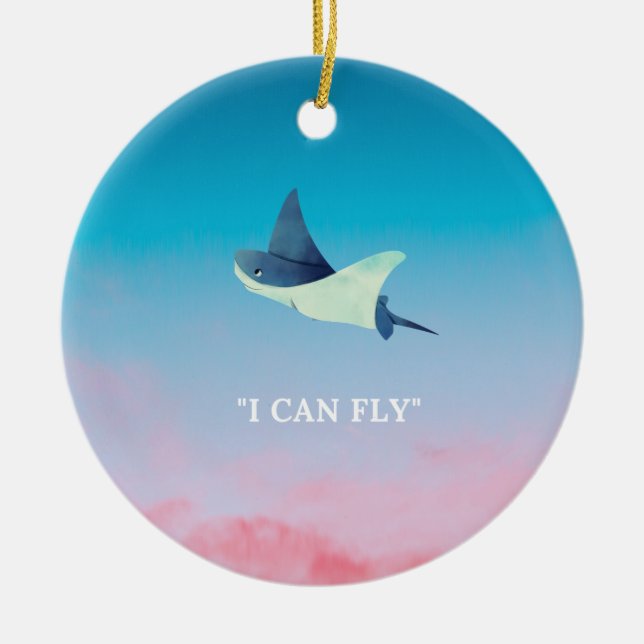 Flygande skiva julgransprydnad keramik (Framsidan)