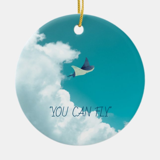 Flygande skiva julgransprydnad keramik (Framsidan)