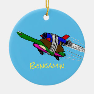 Flygande sköldpadda julgransprydnad keramik