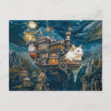Flygande slott kattor Steampunk natt
