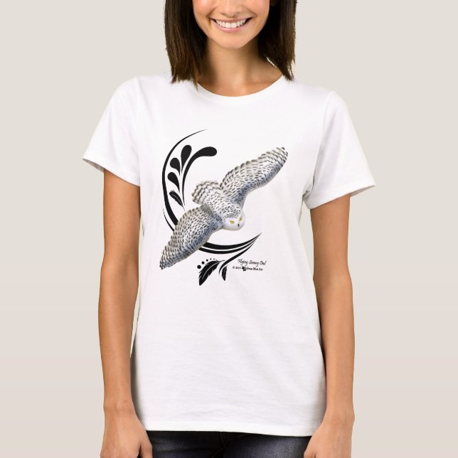 Flygande Snowy Uggla T Shirt (Framsida)
