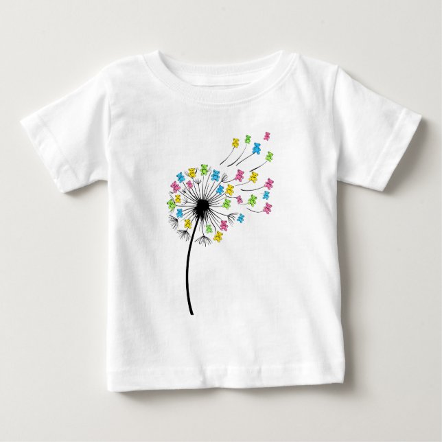 Flygande söta björnar maskrosflöde t shirt (Framsida)