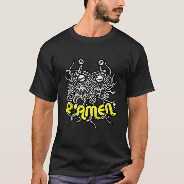 Flygande spaghetti Monster Ramen för Pastafarian T Shirt (Framsida)