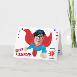 Flygande superhjälte Boy Tremendous Roligt Birthda Kort