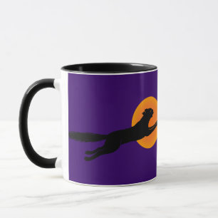 Flygande svart katt vintage konst kaffemugge mugg