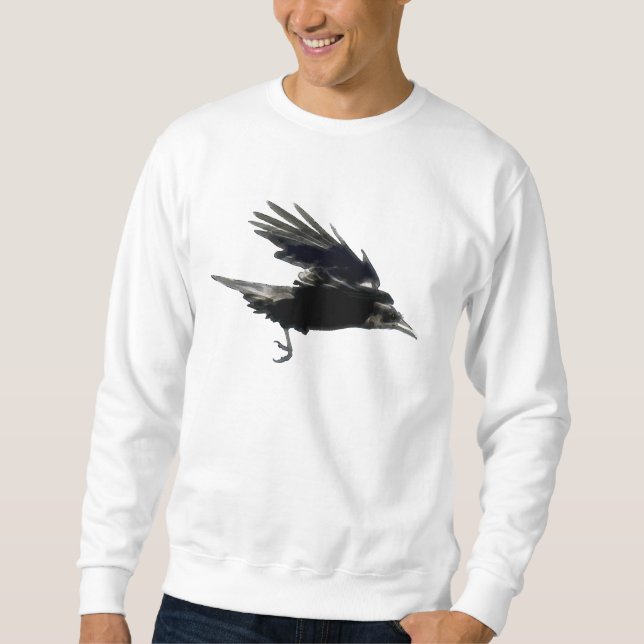 Flygande svart KRÅKA Art Mode Shirt Lång Ärmad Tröja (Framsida)