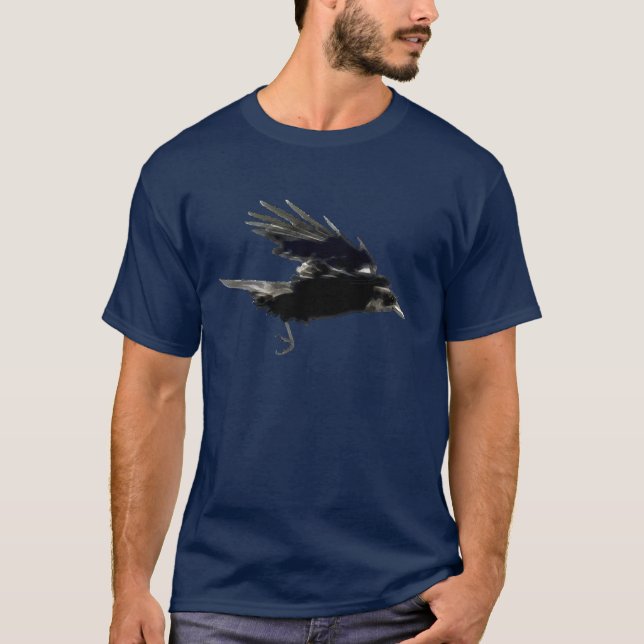 Flygande svart KRÅKA Art Mode Shirt Tröja (Framsida)