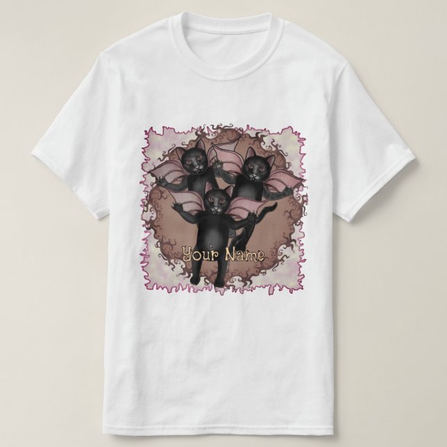 Flygande svarta katter  t shirt (Design framsida)