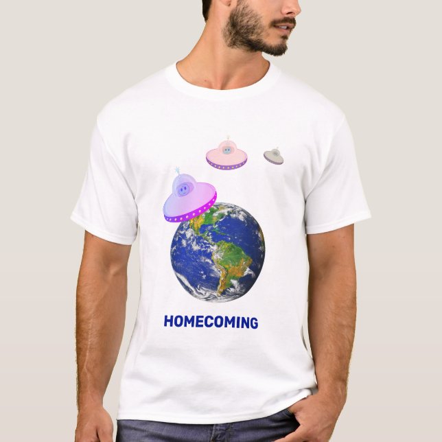 Flygande tefat runt hela världen t shirt (Framsida)