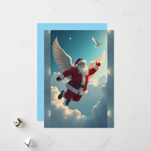 Flygande tomte julkort