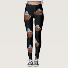 Flygande ufo i blanksteg svart leggings