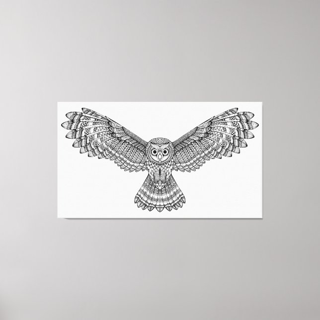 Flygande Uggla Zendoodle 6 Canvastryck (Framsida)