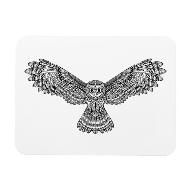 Flygande Uggla Zendoodle Magnet (Horisontell)