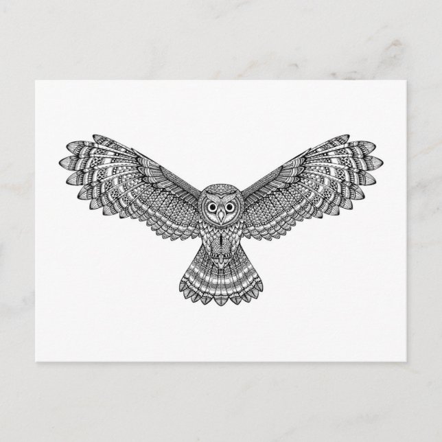 Flygande Uggla Zendoodle Vykort (Framsida)