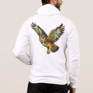 Flygande Ugglas Abstrakt Färgrik Penseldragskonst T Shirt