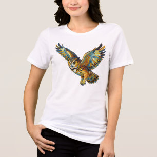 Flygande Ugglas Abstrakt Färgrik Penskarts Konst T Shirt