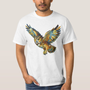Flygande Ugglas Abstrakt Färgrik Penskrafts Konst T Shirt