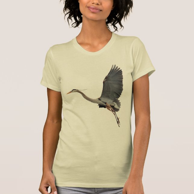 Flygande Underbar Blue Heron Wildlife Shirt Tee (Framsida)