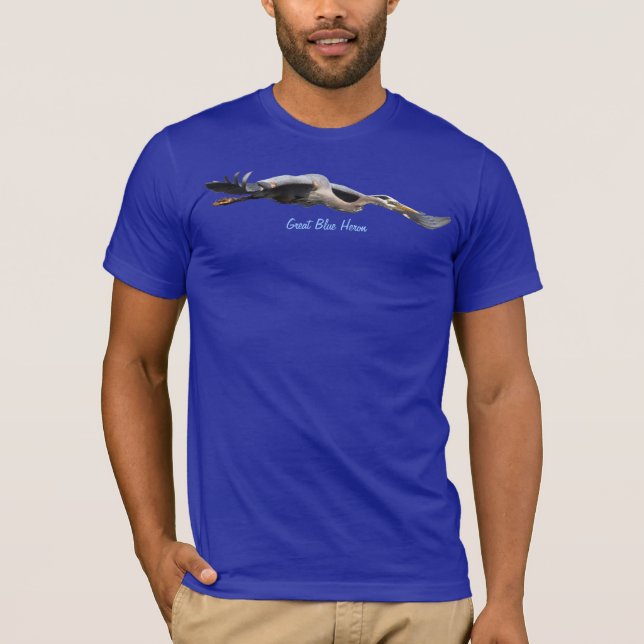 Flygande Underbar Blue Heron Wildlife T-Shirt (Framsida)