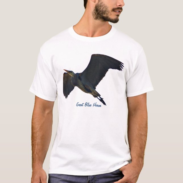 Flygande Underbar Blue Heron Wildlife T-Shirt (Framsida)