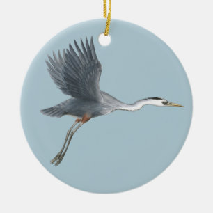 Flygande Underbarare Blå Heron Julgransprydnad Keramik