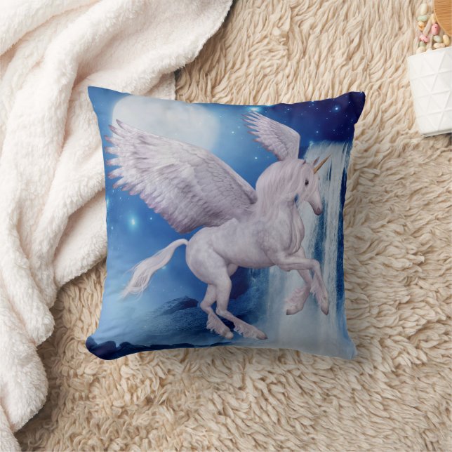 Flygande Unicorn Fantasy Art Kudde (Filt)