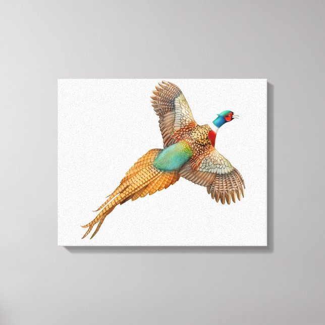 Flygande Vild Ringnacke Pheasant Wrapped Canvas (Framsida)