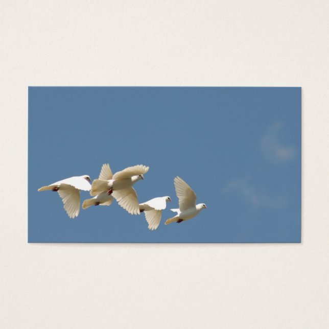 Flygande vita duvor visitkort (Framsidan)
