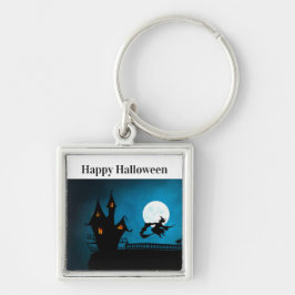 Flygande Witch Fyrkantig Silverfärgad Nyckelring