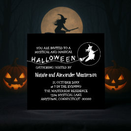 Flygande Witch Halloween fest Inbjudan, Black Inbjudningar