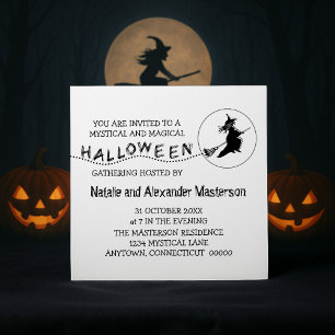 Flygande Witch Halloween fest Inbjudan, Vit Inbjudningar