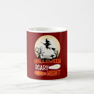 Flygande Witch Halloween Graveyard Scene-kaffe Mug Kaffemugg