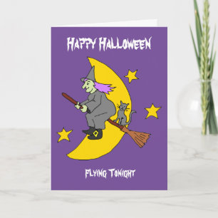Flygande Witch Halloween Kort