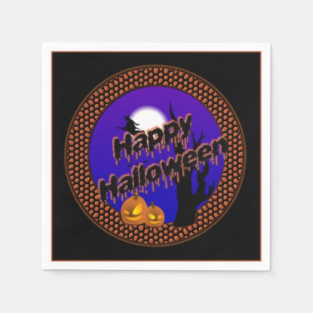 Flygande Witch Halloween Napkins Pappersservett (Framsidan)