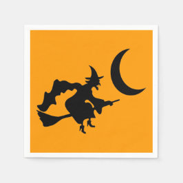 Flygande Witch Halloween Silhouette Pappersservett