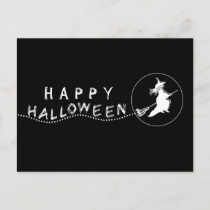 Flygande Witch Halloween-vykort, svartvitt Vykort