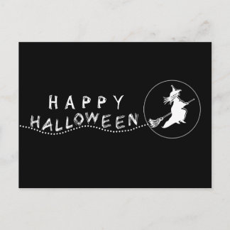 Flygande Witch Halloween-vykort, svartvitt Vykort