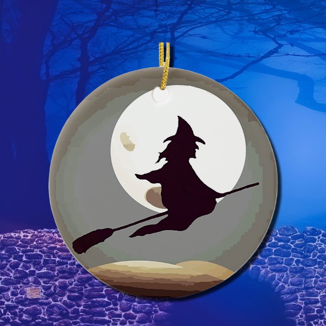 Flygande Witch Julgransprydnad Keramik (Skapare uppladdad)