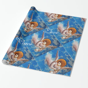 FLYGANGEL I BLUE CHRISTMAS JOY PEACE KÄRLEK PRESENTPAPPER