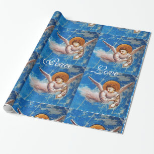 FLYGANGEL I BLUE CHRISTMAS JOY PEACE KÄRLEK PRESENTPAPPER