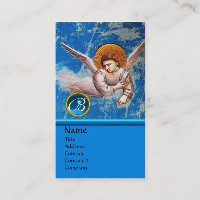 FLYGANGEL I BLUE, SAPPHIRE GEM MONOGRAM VISITKORT (Framsida)